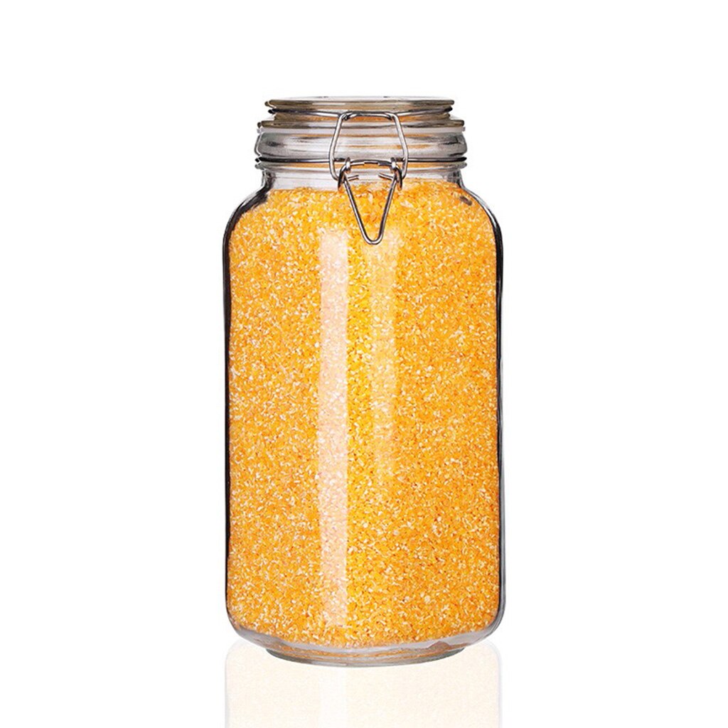 Thick Glass Kitchen Storage Jars Canister Jars with Clear Lid Container: Square 2200ML