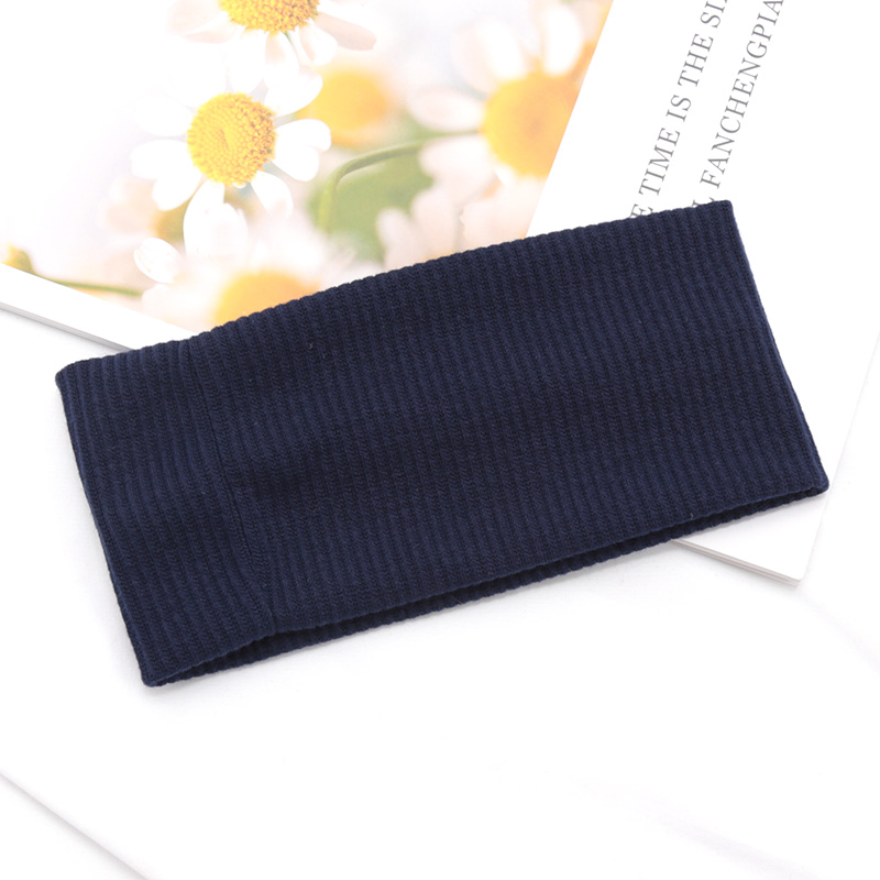 Diadema ancha Lisa para mujer, banda elástica para el pelo, Aro para maquillaje, Yoga, Vintag, envoltura para la cabeza, peinados, accesorios para el cabello de: Azul oscuro