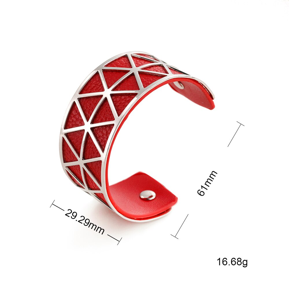 Teamer, pulsera hueca de cuero de PU, brazalete de Georgette, joyería india, Manchette para mujer , bisutería de muñeca para hombres: 13