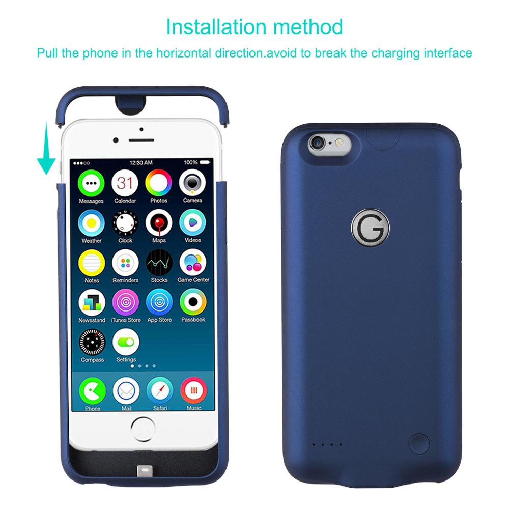 Coque de chargeur de batterie pour iPhone 6, 6s, 6Plus, surface lisse