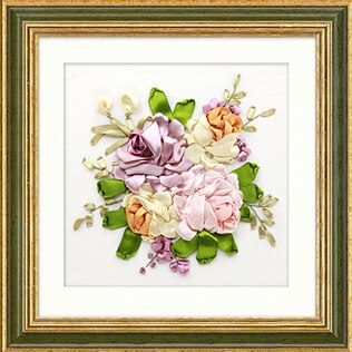 Peonía flor kit de bordado de cinta varios cuadros de pintura artesanía DIY a mano costura decoración atística de pared 7 patrones: 7