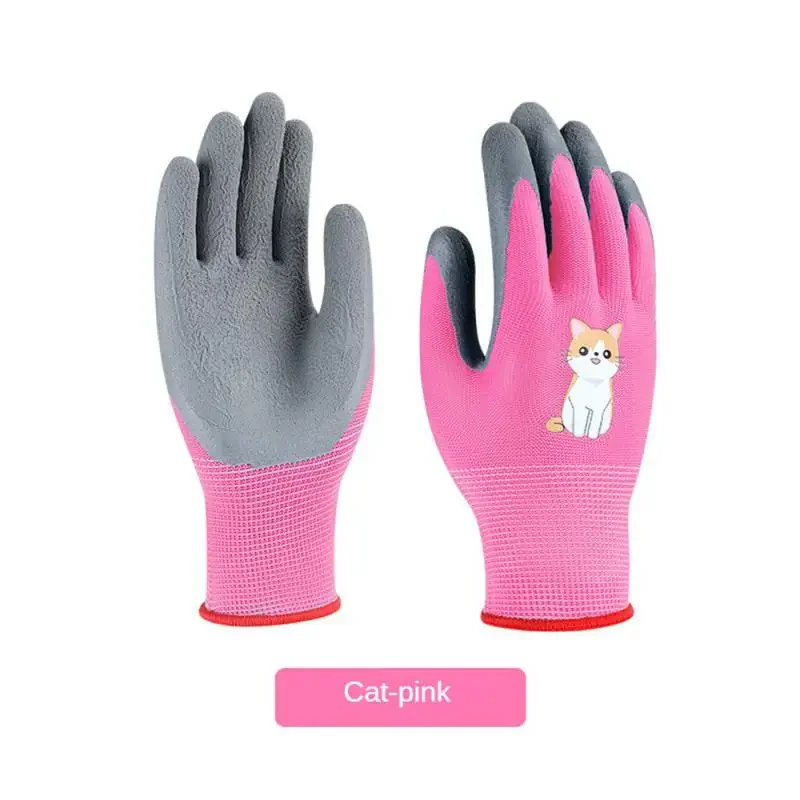 Kinder-Latex-Handschuhe, langlebig, wasserdicht, für Arbeit, Garten, rutschfest, Kindersicherheit, rosa Gummi-Handschuh, pannensicher, Küche, Hof: Grau