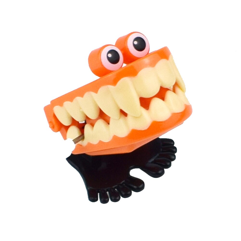Novelty Funny Winding Spring-Winding with Eyes Jumping Teeth Ghost Teeth Halloween Christmas Small Toy: Orange Jumping Ghost Teeth