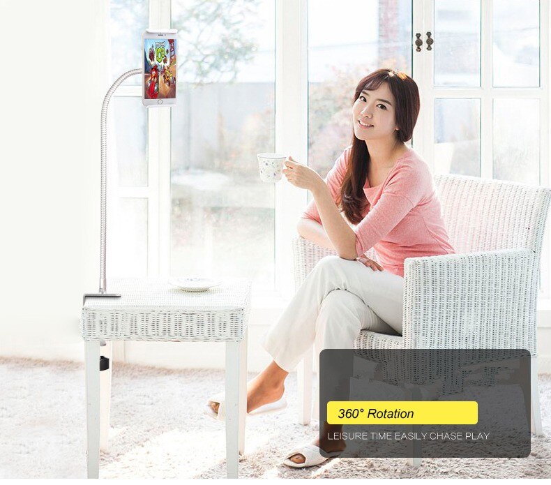 360- rotation adjustable 100 cm pc stand, full metal, lazy bed/table mount, 3,5-10,6- inch smartphone holder, tablet pc stand