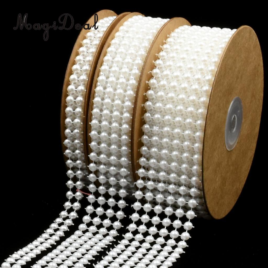 5 yards simulerede perle perler snor bånd bryllup bord dekoration syning trim kage håndværk brude udsmykning 12/25/38mm