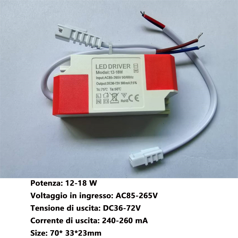 LED-Treiber 260 mA, 1–3 W, 4–7 W, 8–12 W, 12–18 W, 18–24 W, 24–36 W, LED-Treiber, ein Corrente Costante Alimentatore Profi Treiber, LED-Trafo: Braun