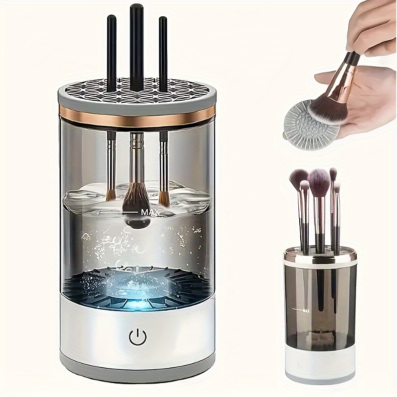 USB Powered Makeup Brush Cleaner, Odorless, Battery-Free, Essential Beauty Tool Accessory, Brush Washer and Dryer, Plug-and-Play: Beige