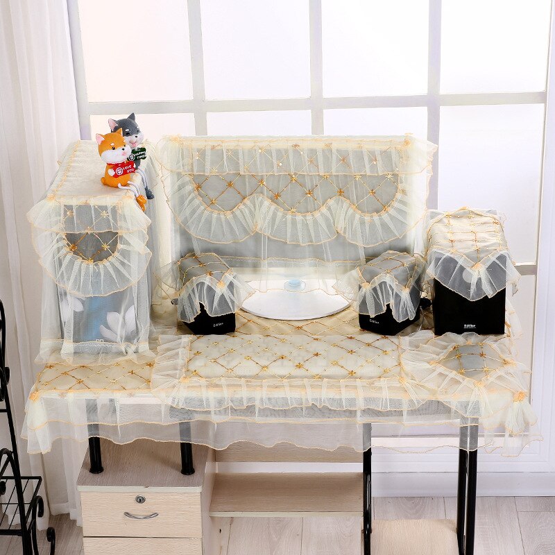3 Pcs Protective Cover Sets Desktop Computer Cover Lace Dust Covers Computer Tablecloth Household Supplies