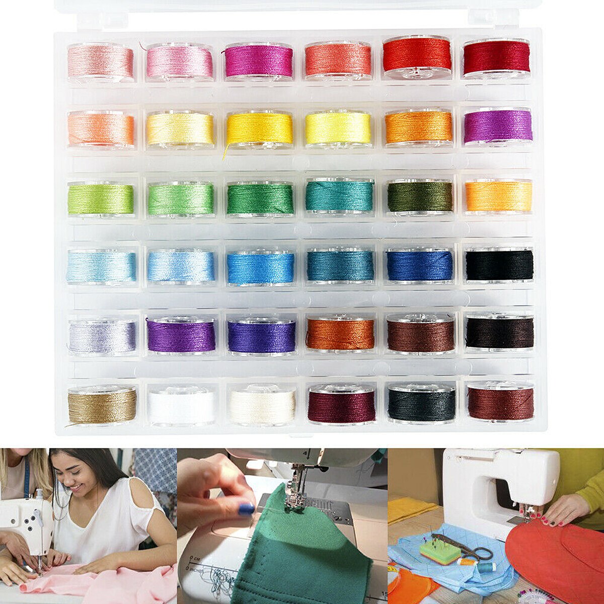 36PCS Mixed Colors Handmade Sewing Thread Box Set Sewing Machine Knitting Thread Thick Line Hand Stitching Sewing Tools