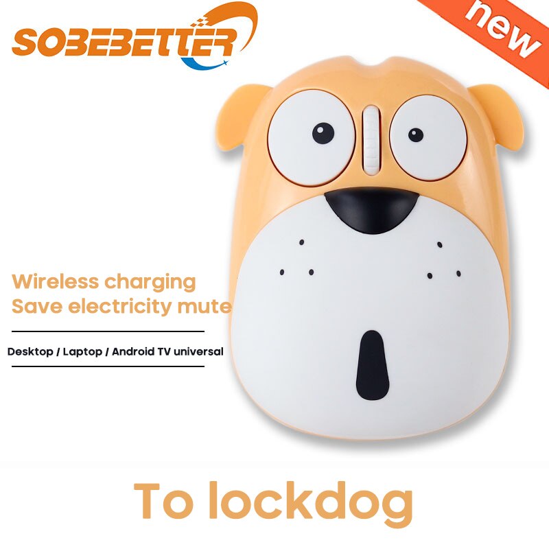 1pc Newest Power Saving Mute Rechargeable Wireless Mouse Cute Animal Puppy Mouse 2.4G Wireless Mouse Rechargeable Mouse: 4