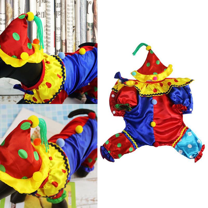 Färgglad sällskapshund rollspel kostym valp katt söt clown kostym juldekor