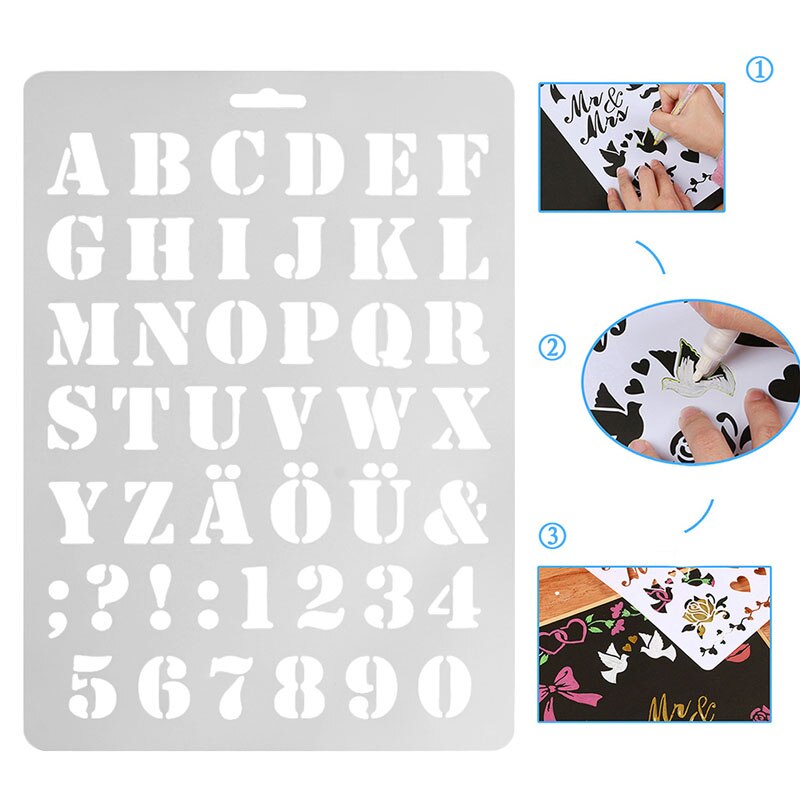 Brief Alfabet Nummer Gelaagdheid Stencils Muur Schilderen Scrapbooking Postzegels Album