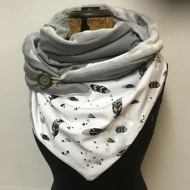 Foulard enroulé femme en cachemire | Imprimé écossais, style Triangle, boutons solides, décoration, écharpes chaudes en cachemire Pashmina: 10