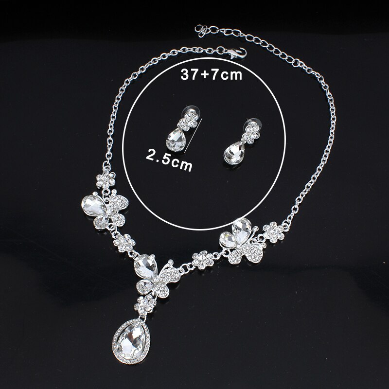 Bride Crystal Pearl Costume jewelery sets Rhinestone Choker Necklace Earrings Tiara Bridal Women Wedding Jewelry Set