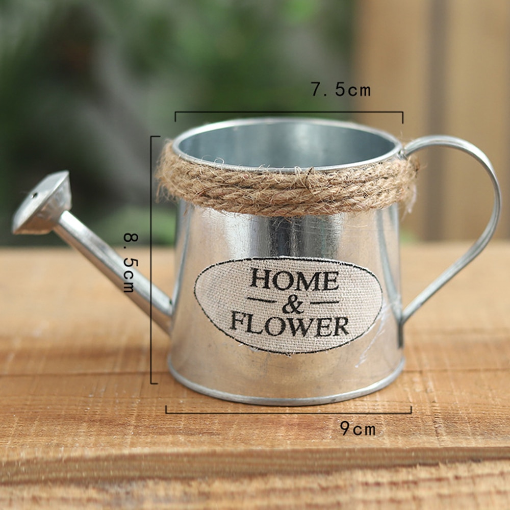 Vintage metall järnhink sprinkler hantverk vattning blommor arrangemang suckulenter blomvas foto rekvisita skrivbord heminredning