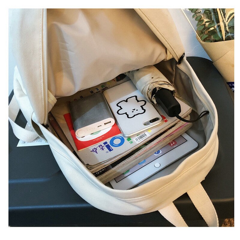 Canvas schooltassen voor meisjes, tieners, rugzakken, dames, boekentassen, middelbare scholieren, universiteits- en collegestijl.