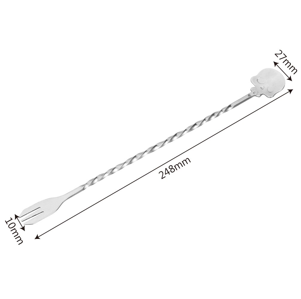 Swizzle Sticks Stirrer Bar Spoon Skull Bar Spoon 25cm Kitchen Tools Cocktail Pick Stainless Steel Bartender Mixing Fork