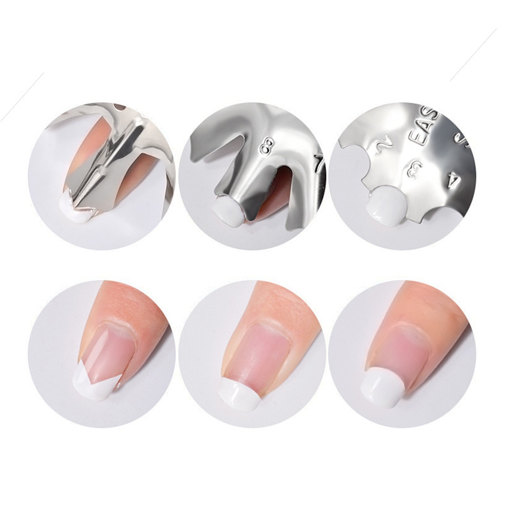 Rustfrit stål fransk stil nail art manicure skabelon 3 slags forskellige kanter linjer nail art manicure værktøjer