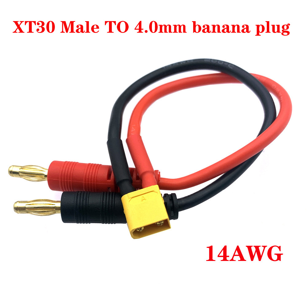XT30/XT60 naar Banaanstekker Batterij Lipo Charge Connector 14AWG Voor Balanceren Batterij Hoge temperatuur Ultra Zachte Siliconen kabel: Ivoor
