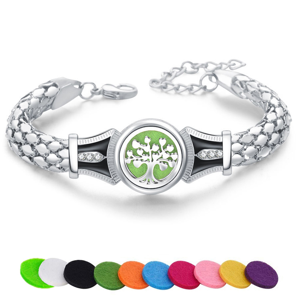 Aromatherapie Armbinde Schmuck Ätherisches Öl Diffusor FlüGel Blume Liebe Baum Medaillon Armbinde Parfüm Medaillon Armreif Magnetische: MN0001