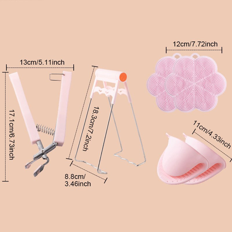 Hittebestendige Kom Houder Schotel Klem Pot Pan Grijper Clip Anti-Brandwonden Opvouwbare Kom Clip Tang Keuken Gereedschap Accessoires item: G Pink