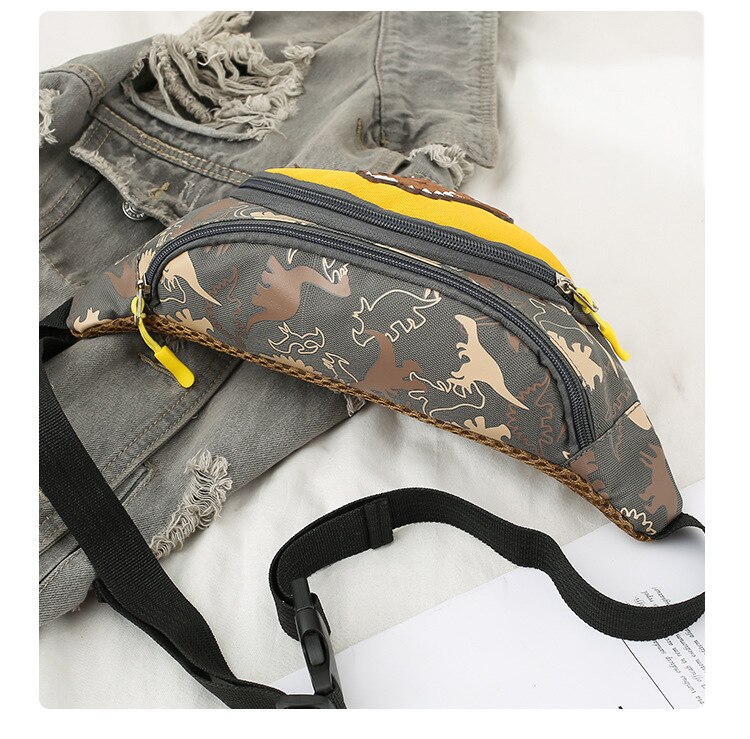 Brand Kids Boys Girls Waist Bag Stylish Cartoon Dinosaur Fanny Pack Purse for Outdoor Activities