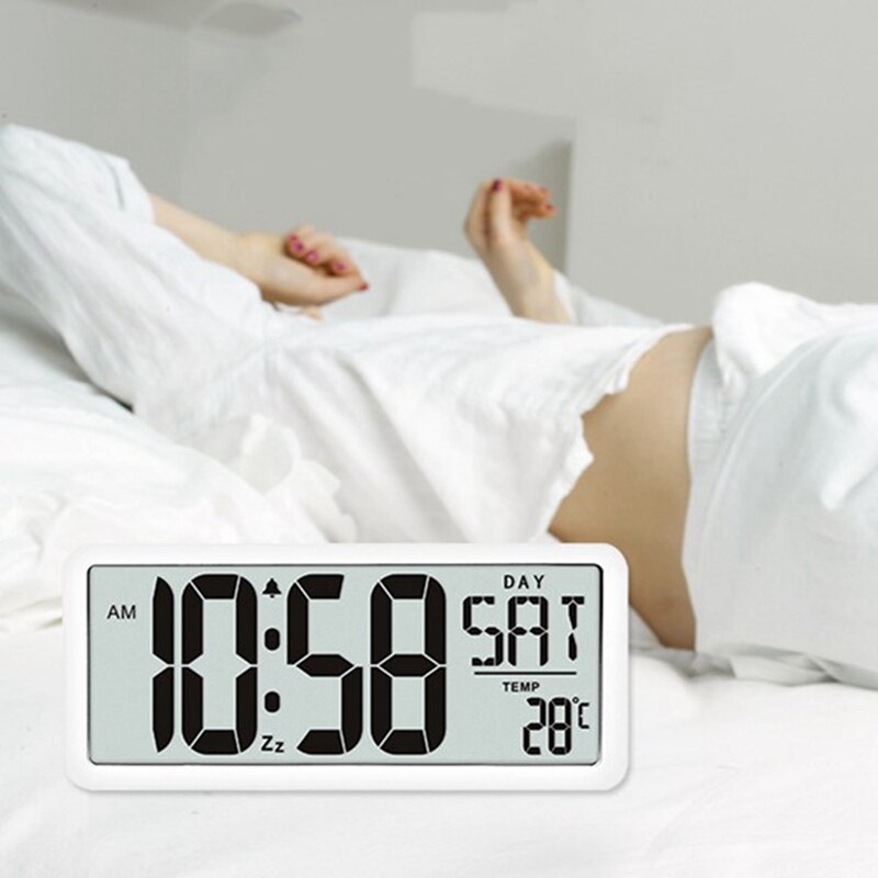 Square Wall Clock Series, Digital Jumbo Alarm Clock, LCD Display, Multi-Functional Upscale Office Decor Desk