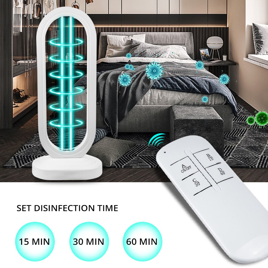 UVC Lamp Disinfection Germicidal Light 36W Fridge Deodorizer Air Sanitizer Purifier Odor Eliminators for Rooms Cabinets Wardrobe