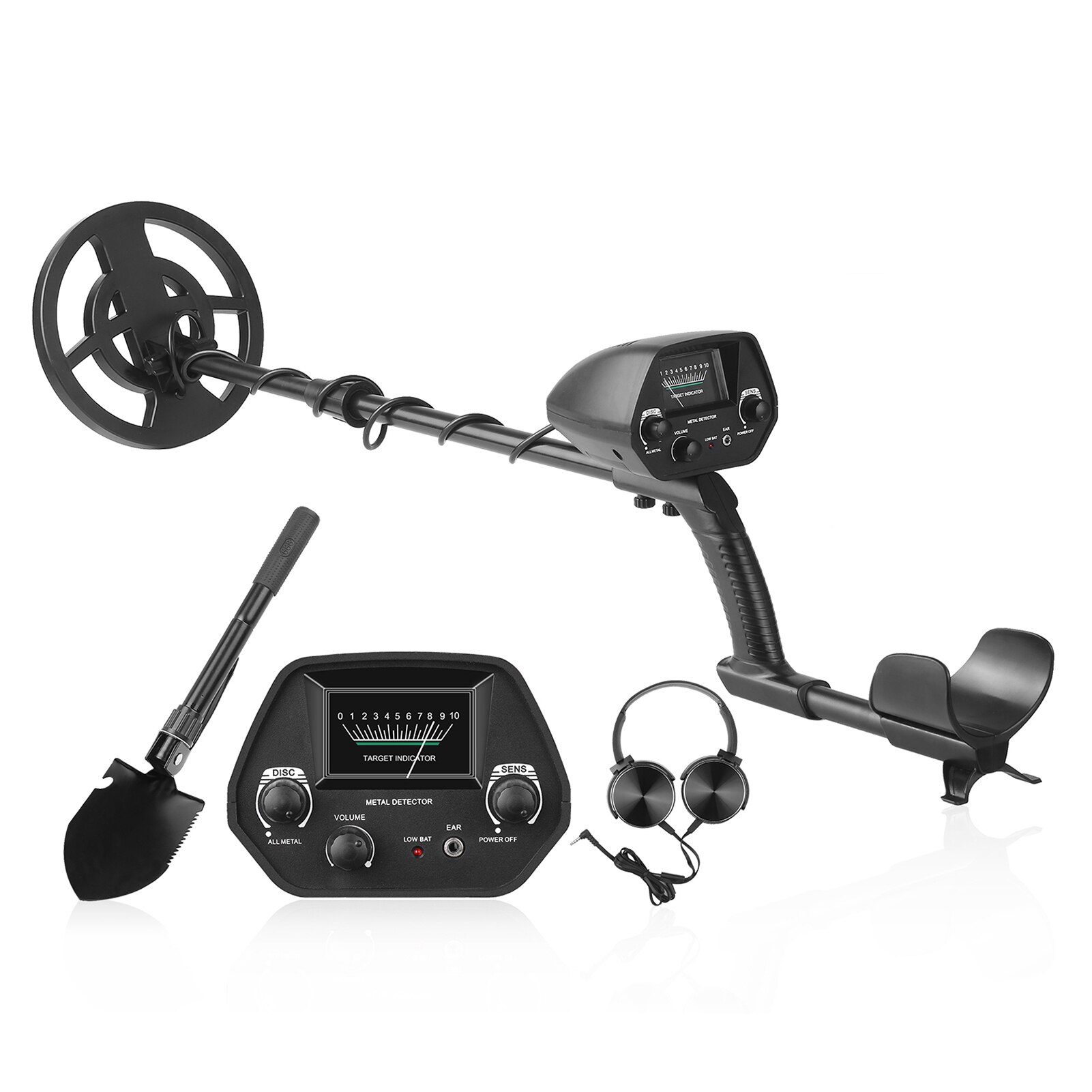 KKmoon-Detector de Metales MD4030, buscador de tesoros de oro subterráneo, con auriculares, GTX5030: GTX5030 Black SET
