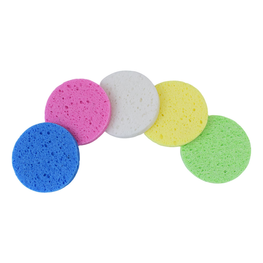 5/10 Uds 6/8/10cm herramienta removedora de maquillaje redonda para la cara esponja de pulpa de madera Natural compresa de celulosa esponja cosmética para lavado Facial