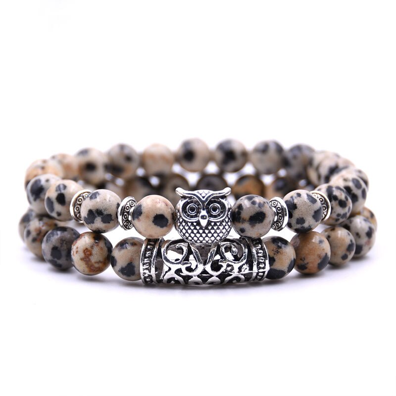 2 Stks/set Mode Paar Tijgeroog Steen Armbanden Armbanden Klassieke Zwart Wit Natuurlijke Lava Stenen Charm Bead Armband Vrouwen Mannen: 13