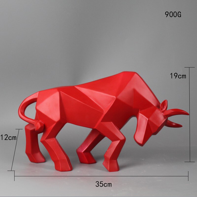 Vilead abstrakt tjur staty geometriska nötkreatur skulptur prydnad djur figurer morden hem vardagsrum kontor stationär inredning: Röd