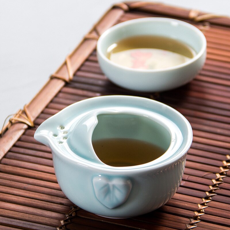 Teservis kung fu inkluderar 1 kanna 1 kopp, gaiwan, vacker och enkel tekanna vattenkokare. kaffekopp.: B
