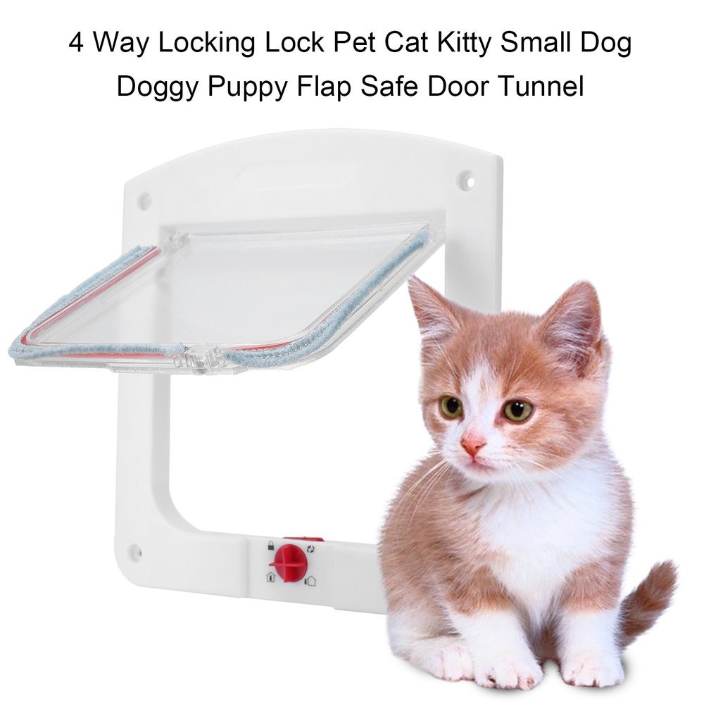 4 Way Locking Lock Pet for Cat Kitty Small Dog Doggy Puppy Flap Safe Door Tunne Search