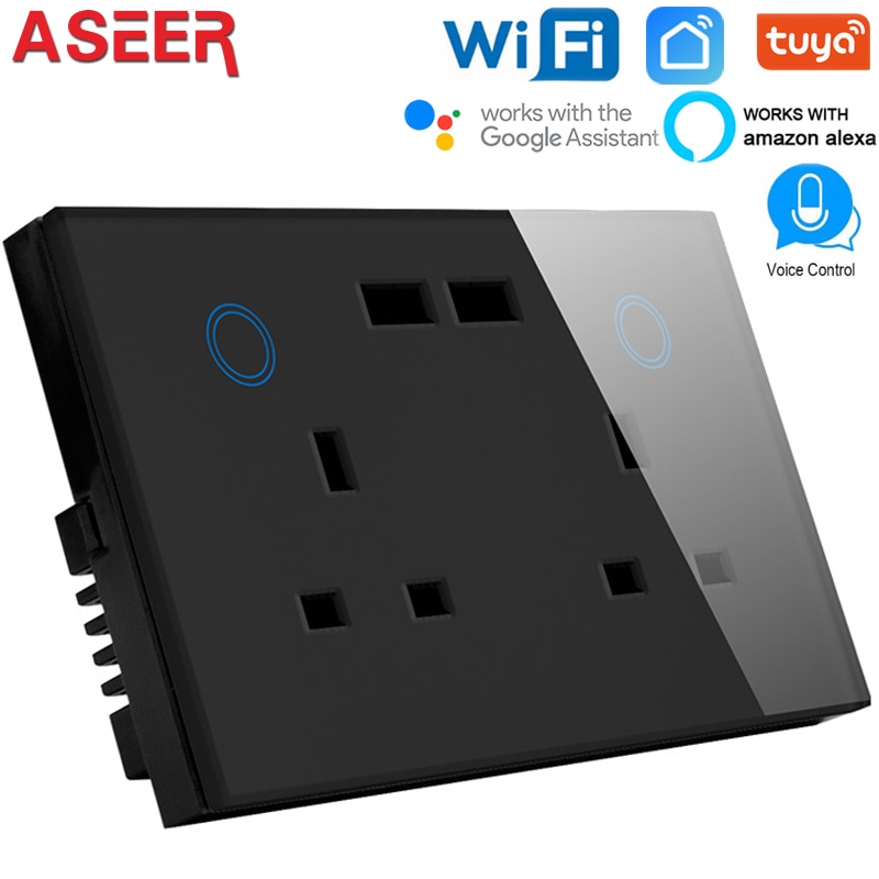 Tapón para cocina ASEER UK 13A, toma usb doble WIFI, toma inteligente con usb 2,0, compatible con Alexa, asistente de google