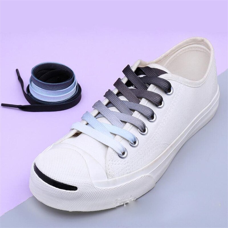 Cordones coloridos a la para zapatillas, cordones de lona de seda con gradiente de caramelo, arcoíris en crecimiento, 1 par: GRAY