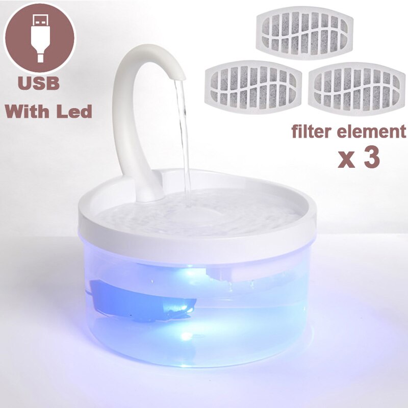 Automatic Pet Drinking Feeder Cat Water Fountain Cat Water Dispenser Sensor Filft Drinker With LED Light For Dogs Cats Fountain: A-with led-filterx3