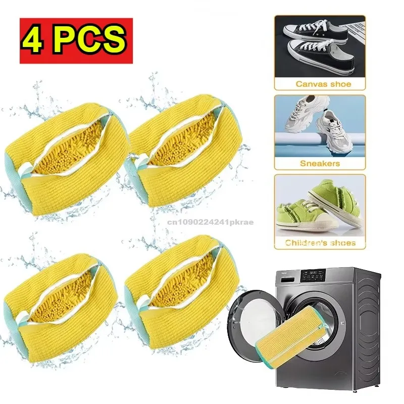 6-1pcs Washing Machine Shoe Bag for Sneakers Cleaning Slippers Washing Machine Cover Shoe Laundry Bag Soft Bristle Clean Brush: army green