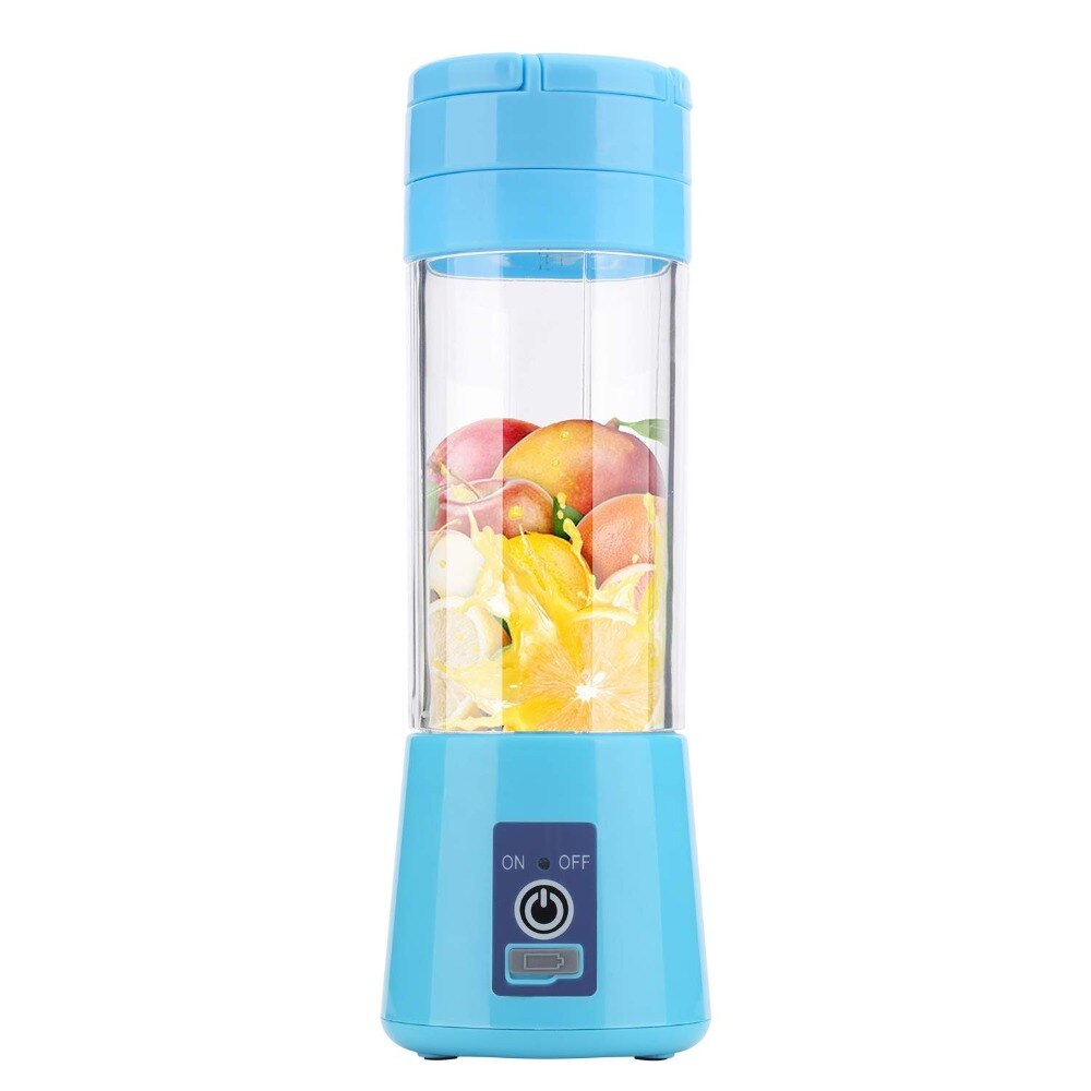 Portable Blender Bottle USB Fruit Mixer Cup Mini Juicer Blender Machine Smoothie Maker Blenders Juice Extractor Baby Food Maker: 6 blade / blue