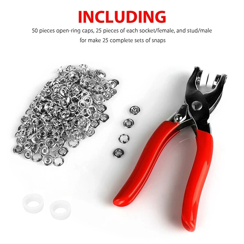 400 pièces anneaux à broches 9.5mm boutons de boucle pince de couleur métal bouton pression griffe bricolage ensemble pince à pression manuelle Rivet boucle outil de couture
