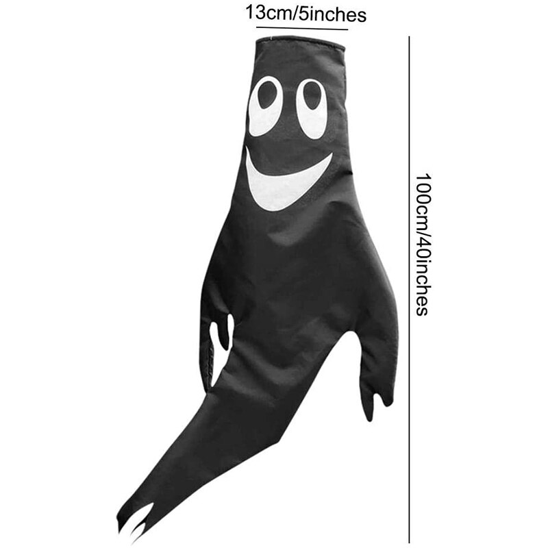 Halloween Geist Windsack-40 Zoll Windsack Terrasse Rasen Garten Im Freien Hängende Dekoration 2 Pack Schwarz