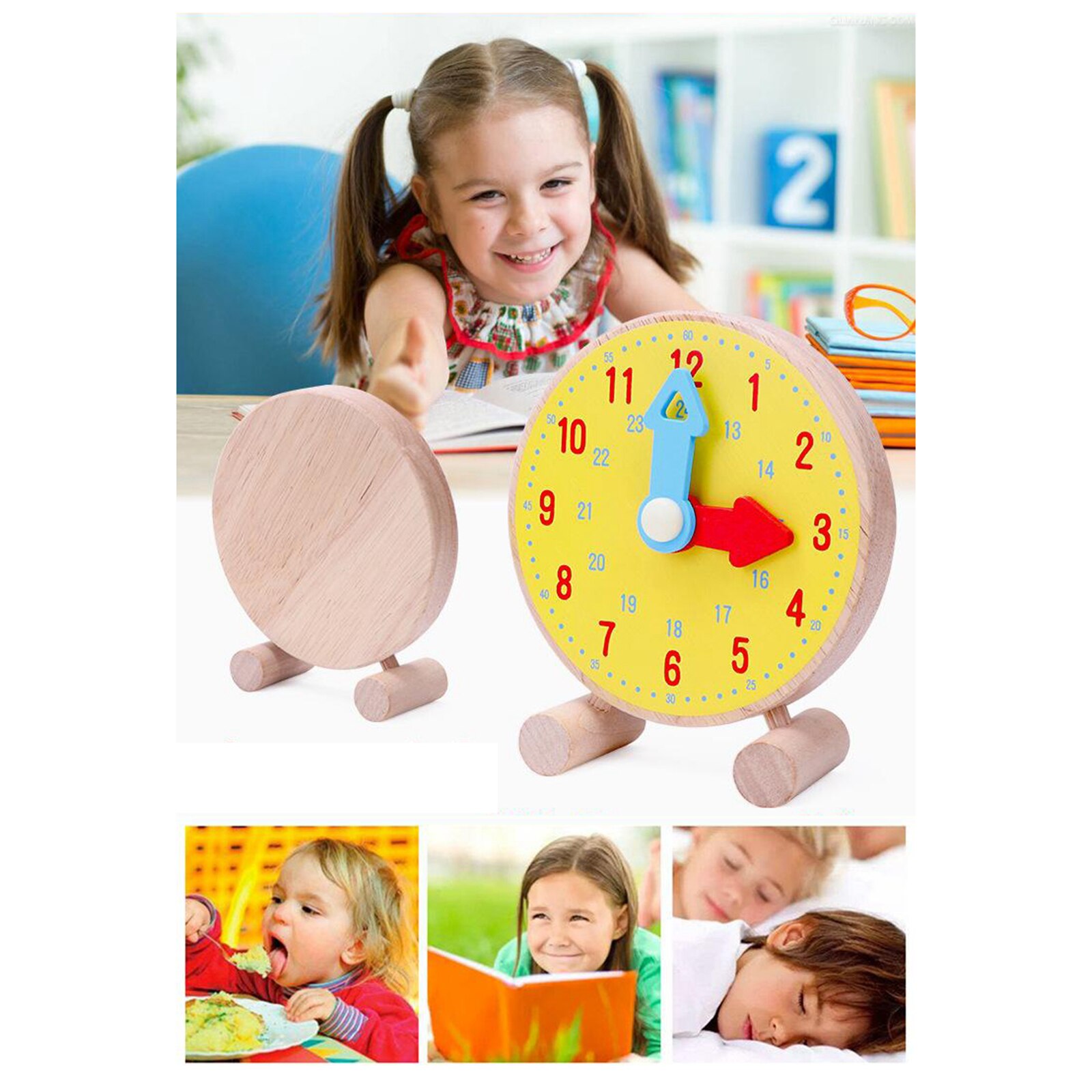 Horloge d'apprentissage et d'enseignement pour enfants, apprendre à dire l'heure, aide aux enseignants, à l'école et à la maison
