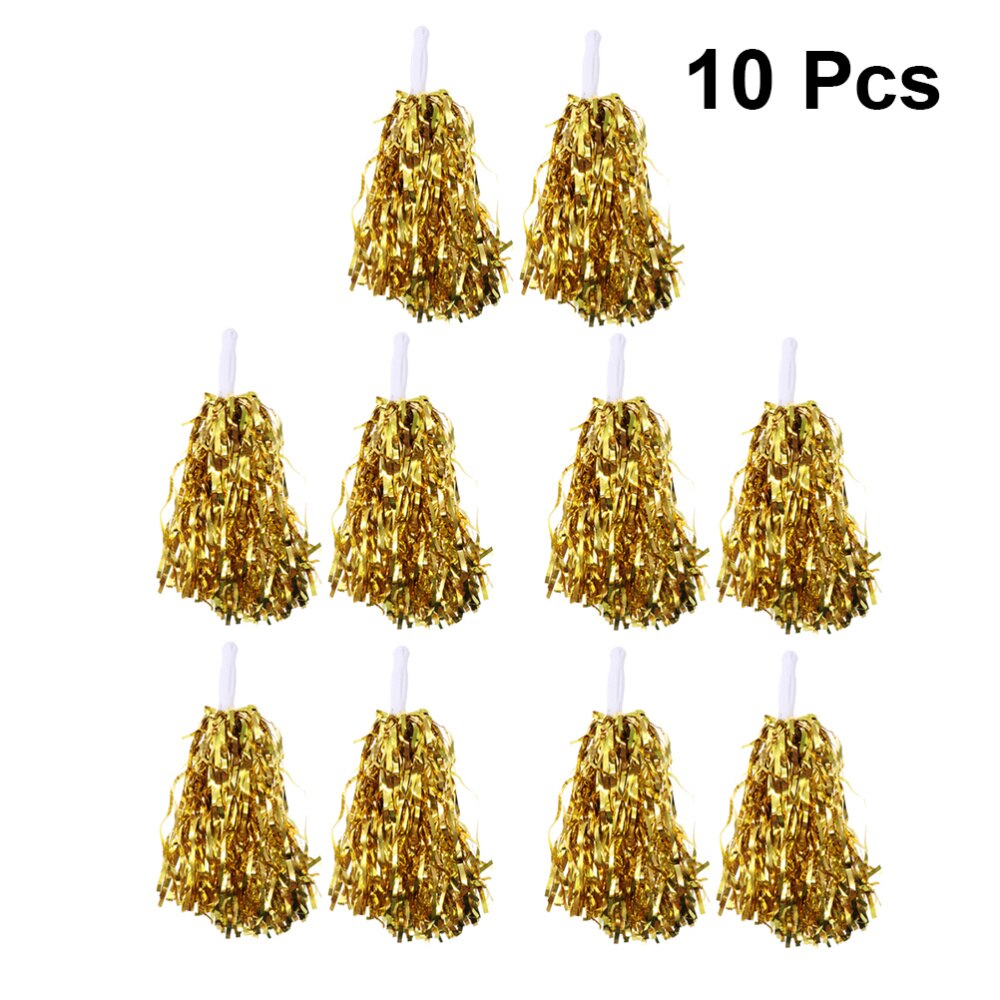 10 Pcs 25g Cheering Balls Squad Spirited Fun Cheerleading Kit Cheer Poms Cheerleaders Supples with Handle for Competitio: Golden