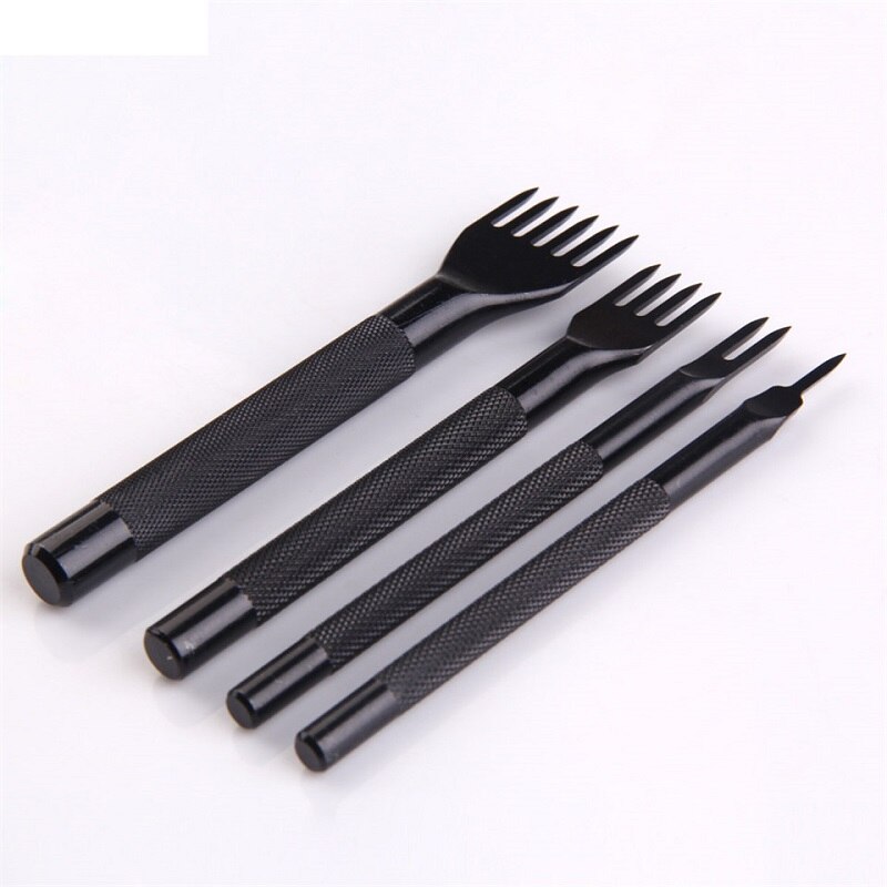 Kit de herramientas para perforar cuero, cuero con herramientas para perforar 4 estilos, para manualidades, con punta de diamante, Color negro, plateado, dorado y Retro