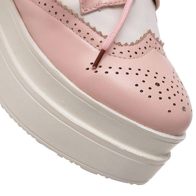 Asileto brogues lady platform pumps snörning creeper oxfords wedge skor för kvinnor vingspets college casual högklackat pumps zapato