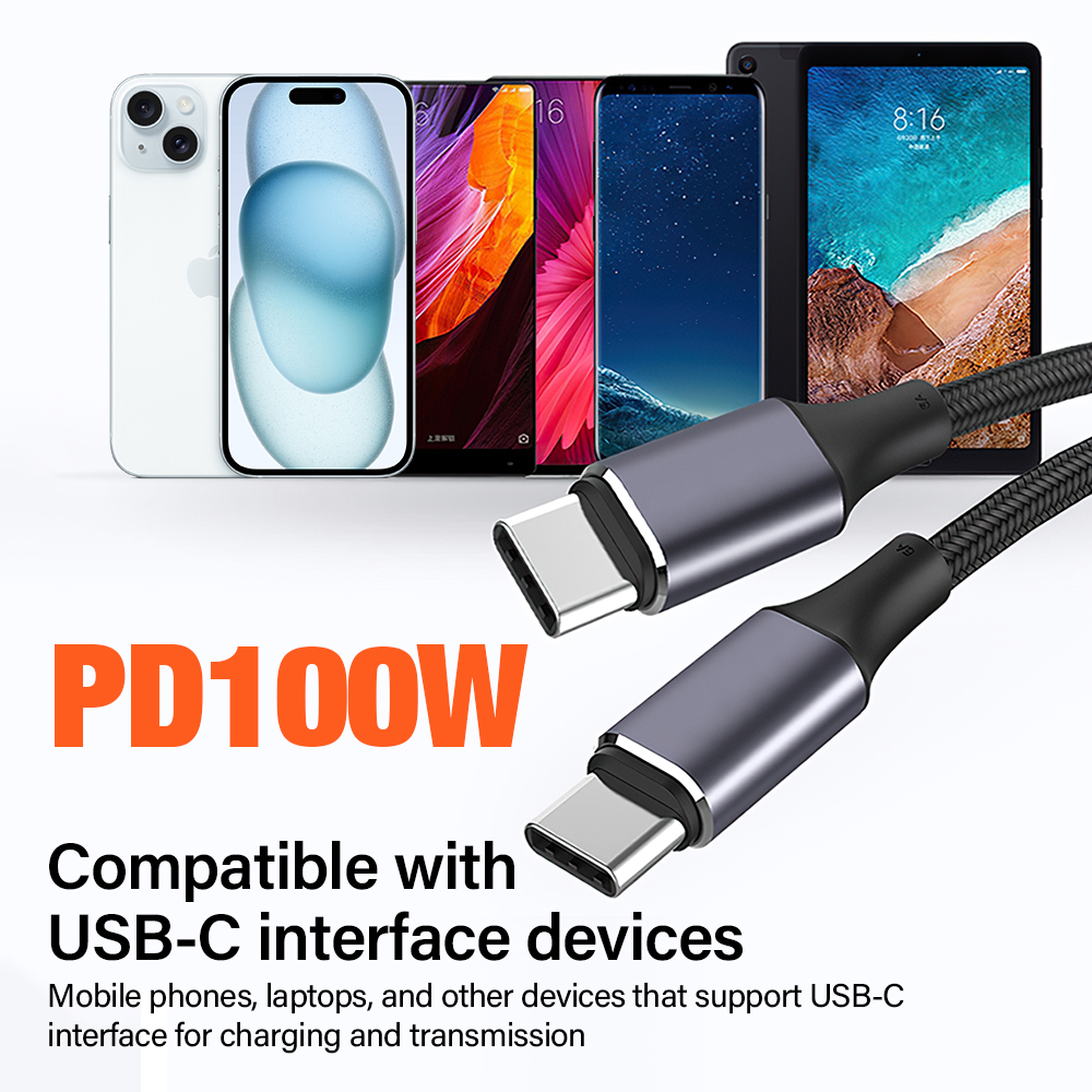 100W USB C To USB Type C Cable For iPhone 16 15 Plus Pro max USB C PD Fast Charger Cord USB-C Type-c Cable For Macbook Pro 1M 3M