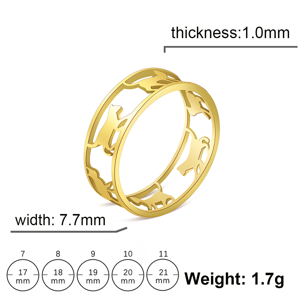 Skyrim – bagues chats marchants en acier inoxydable pour femmes, anneau chaton mignon, tendance 2025, bijoux animaux, d'anniversaire pour amoureux et amis: 10 / Black
