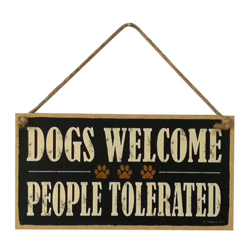 Honden Welkom Mensen Getolereerd Hout Teken Farm Decoratieve Plaque Opknoping Bord Home Decoratieve Boord