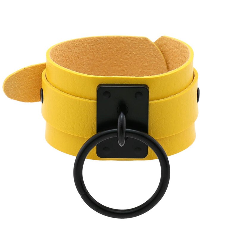 Bracelet punk rond en cuir pu, manchette gothique multicolore, pour femmes et hommes, bijoux de fête: Couleur 14