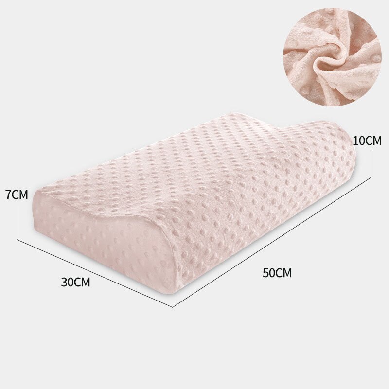 Almohadas de espuma viscoelástica de fibra de bambú, almohada ortopédica para dormir de lado, espalda, estómago, para la salud, terapia Cervical: Pink / 50x30cm